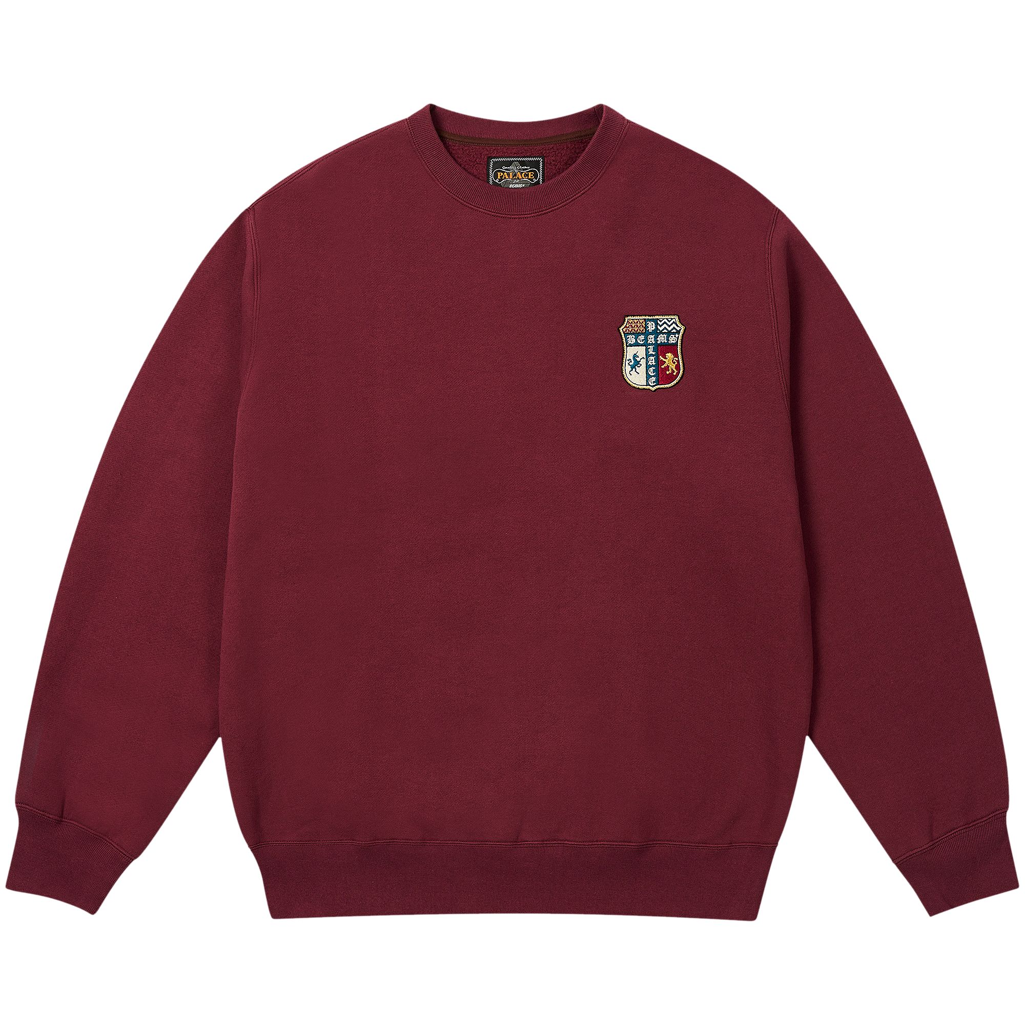 Pre-owned Palace X Beams Plus Graphic Crew 'windsor Wine' | Red | Men's Size Xl