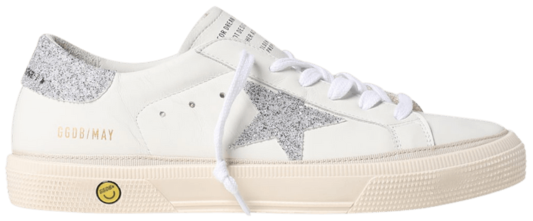 Golden Goose May Kids White Silver Glitter