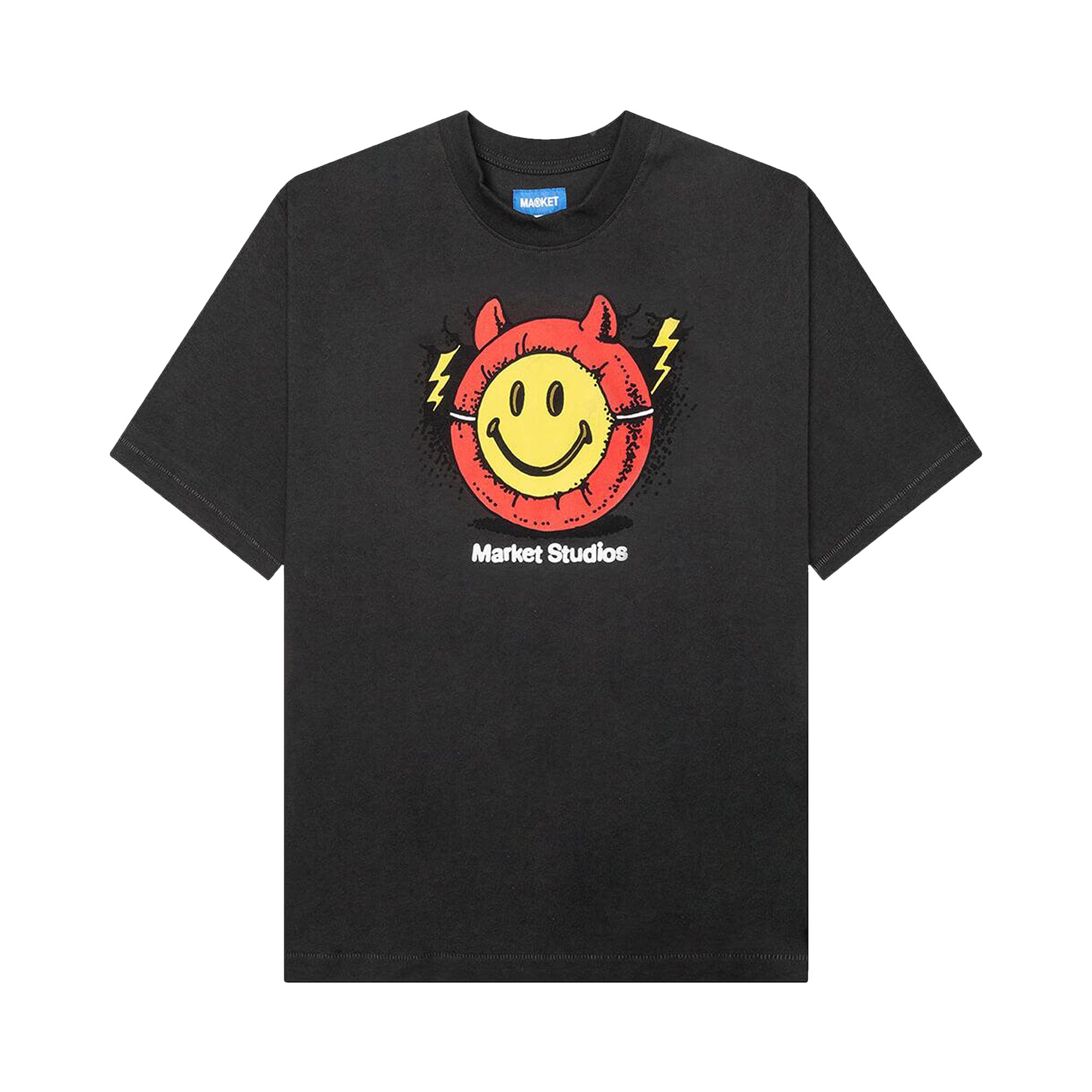 Market Smiley Masked T-Shirt 'Washed Black' | Men's Size XL