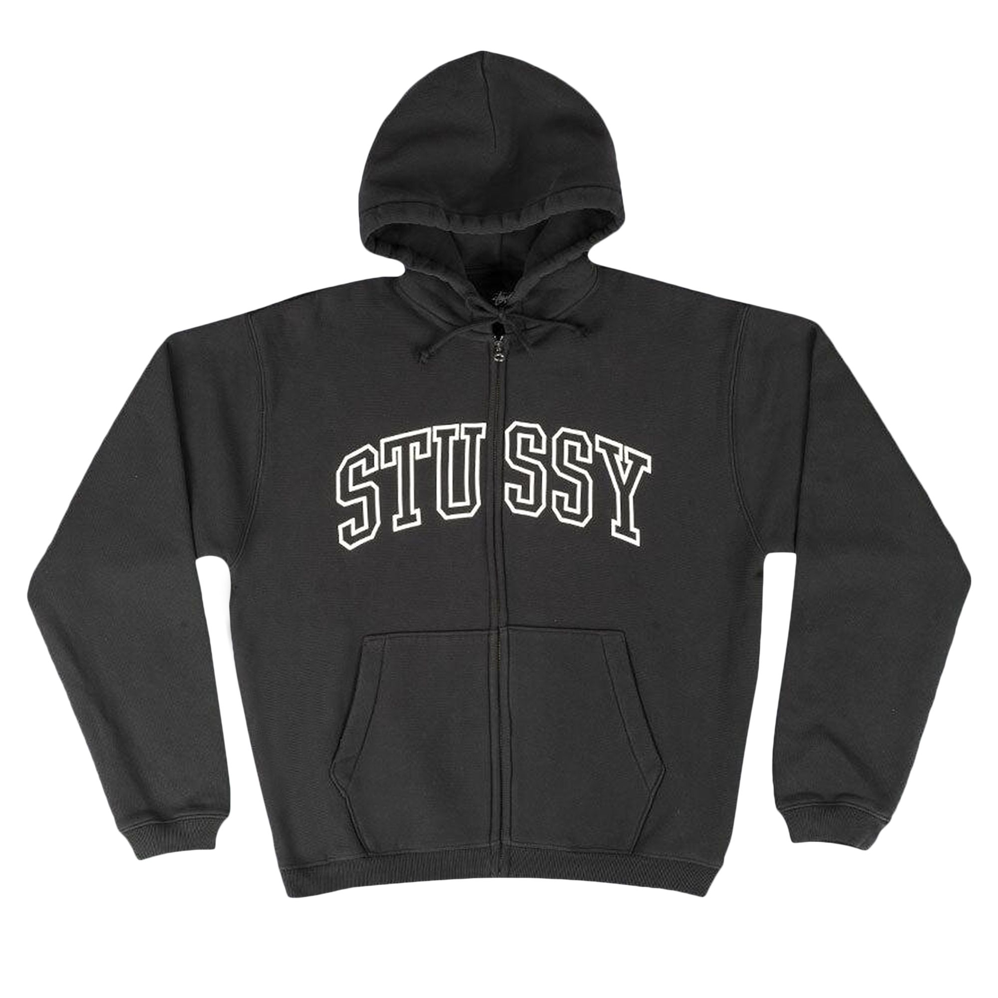 Stussy Outline Zip Hoodie 'Washed Black' | Men's Size S