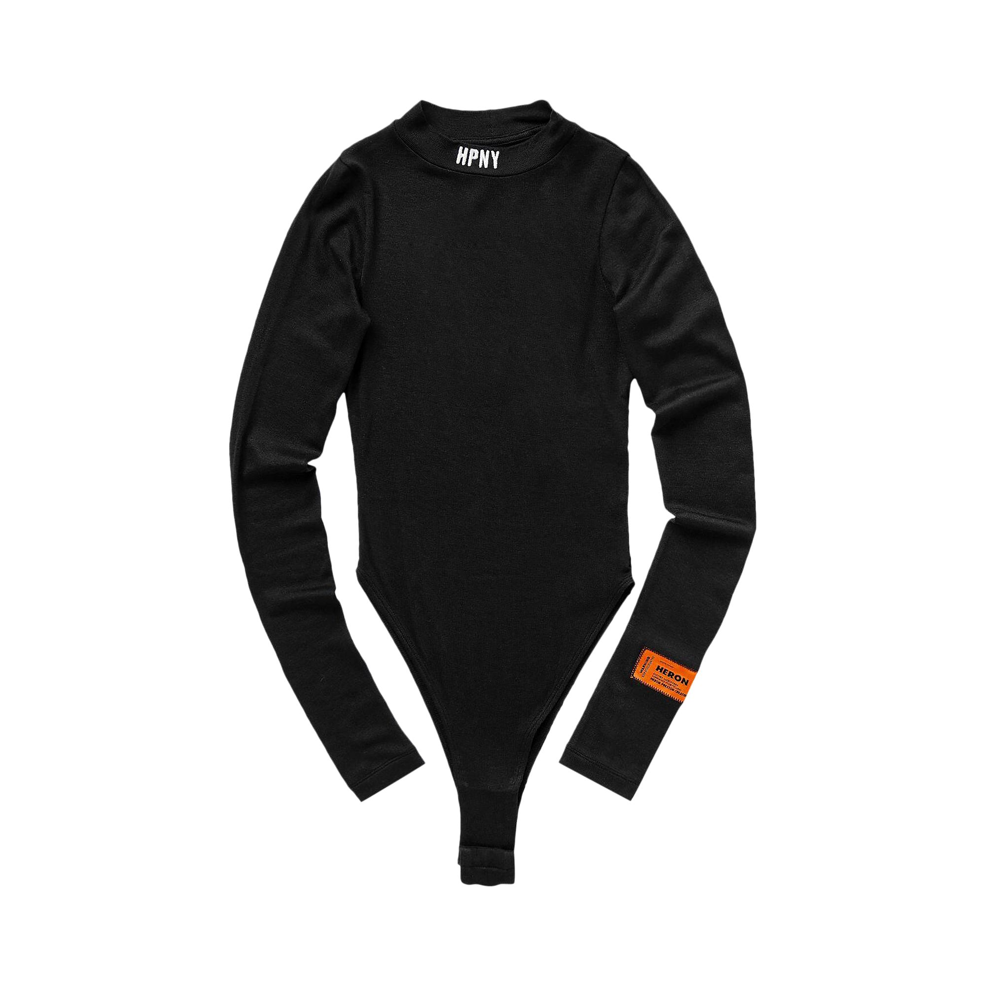 Pre-owned Heron Preston Embroidered Long-sleeve Bodysuit 'black/white'