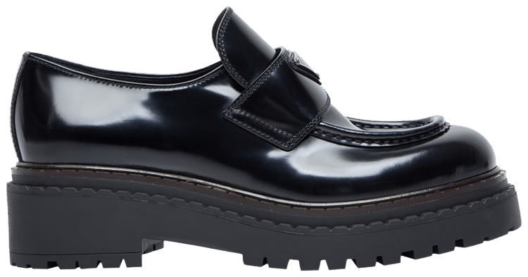 Prada Wmns Brushed Leather Platform Loafer Black