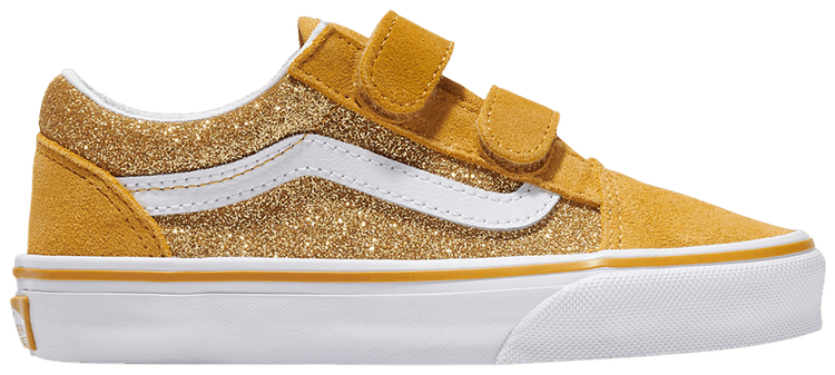 Vans Old Skool V Kids Glitter   Champagne Gold Yellow