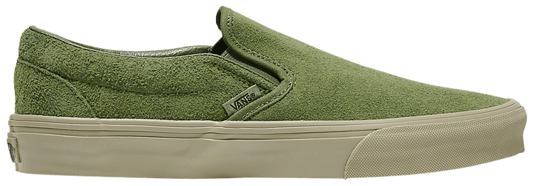 Green suede vans slip ons hot sale