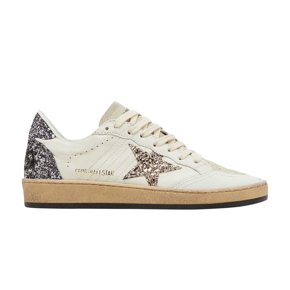 Pre-owned Golden Goose Wmns Ball Star 'white Beige Silver Glitter' | Women's Size 41