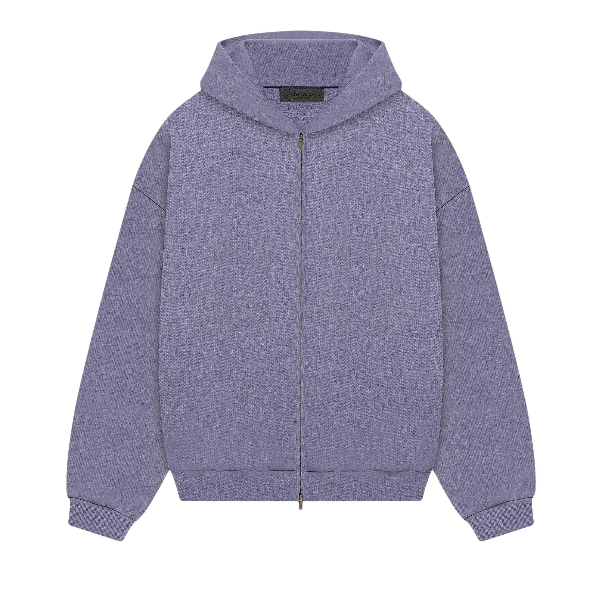 Pre-owned Essentials Fear Of God Heavy Fleece Full Zip Hoodie 'lavender' | Purple | Men's Size Xl