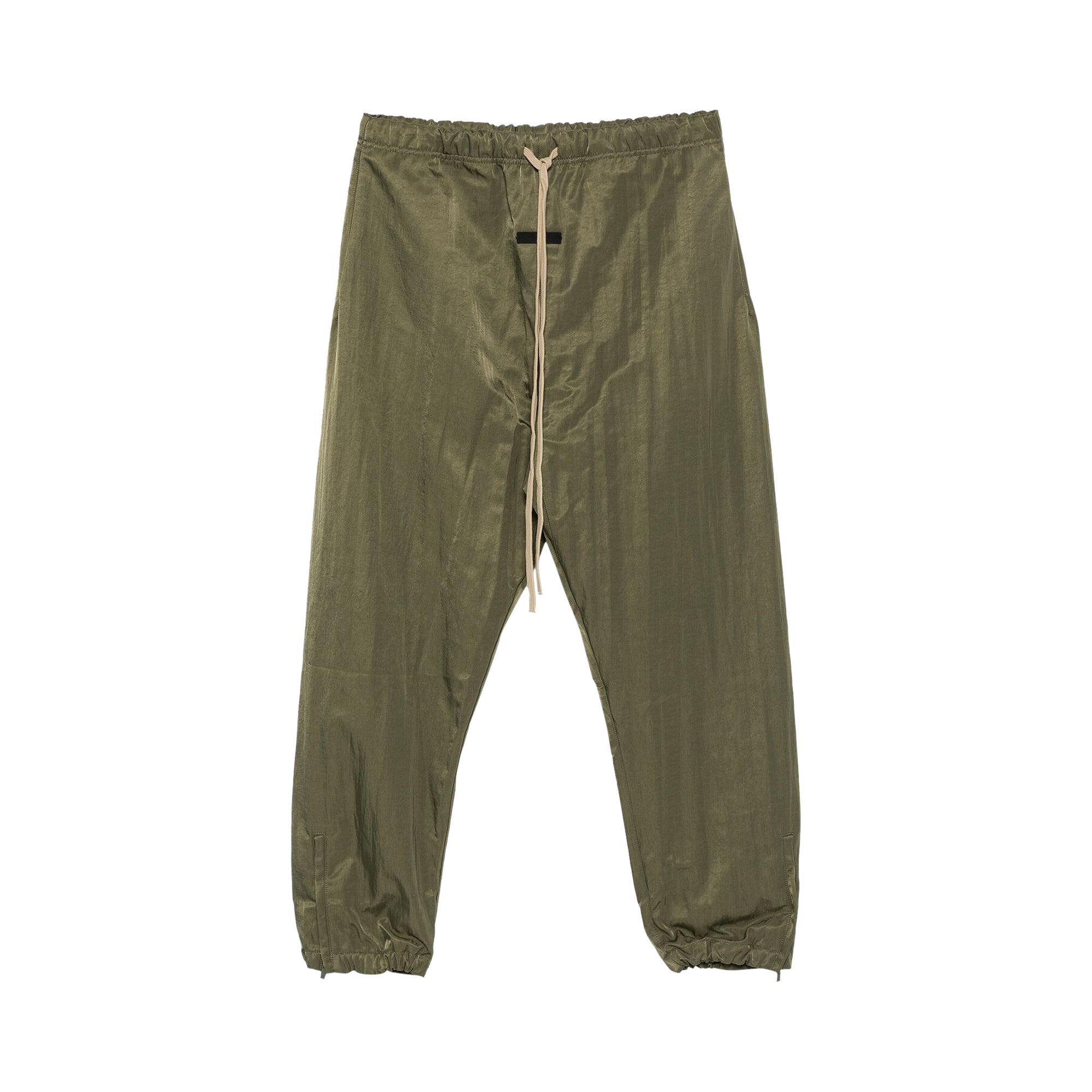 Pre-owned Essentials Fear Of God  Textured Nylon Track Pant 'military' | Green | Men's Size S