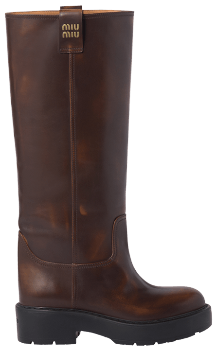 Miu Miu Wmns Fume Leather Boot Sienna