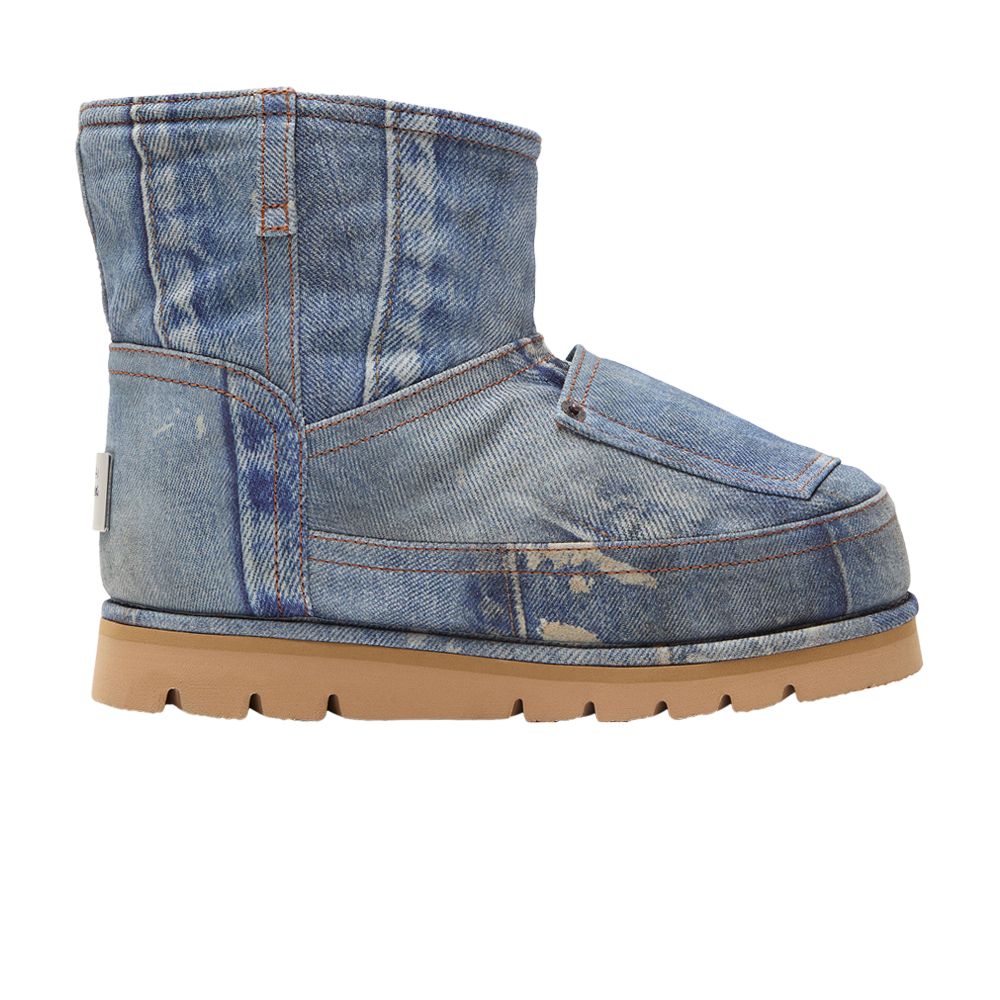 Pre-owned Acne Studios Wmns Low Boots 'denim-print Leather' | Blue | Women's Size 37