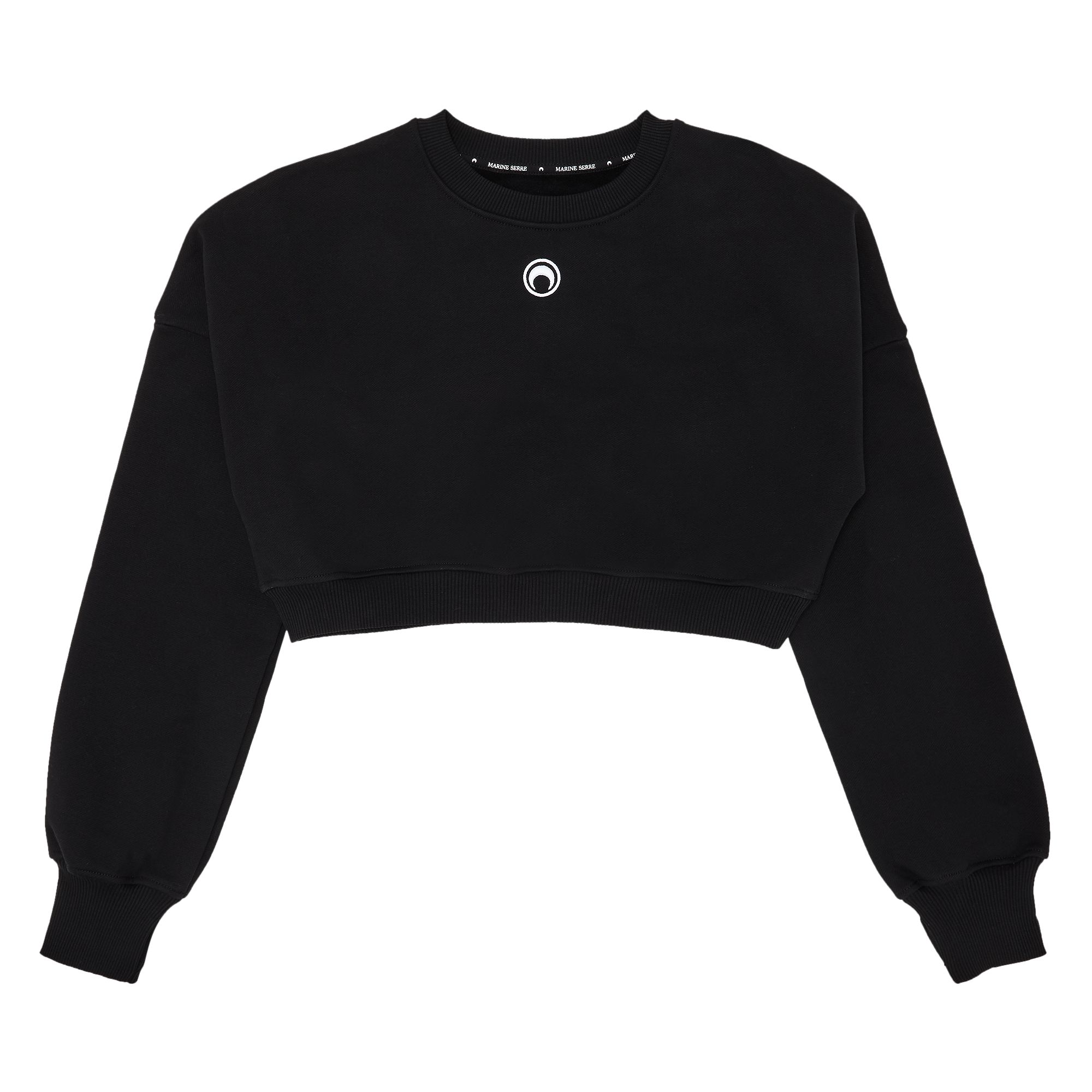 Marine Serre Moon Logo Fleece Cropped Sweatshirt 'Black' | Women's Size M