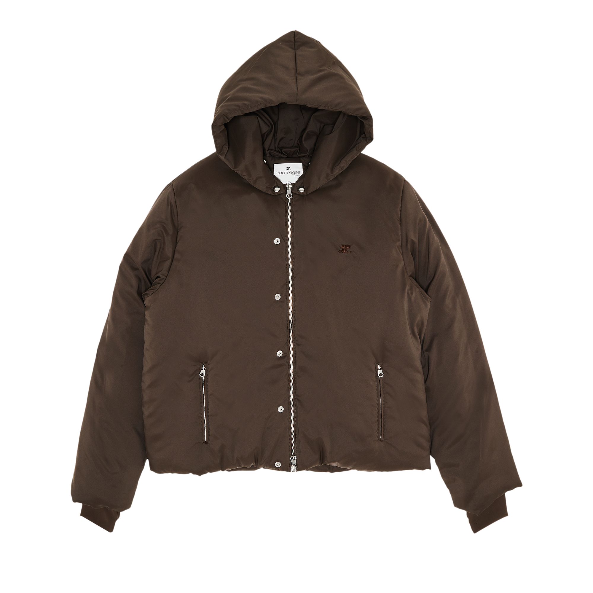 Pre-owned Courrèges Ac Nylon Hooded Manteau 'coffee' | Brown | Men's Size L