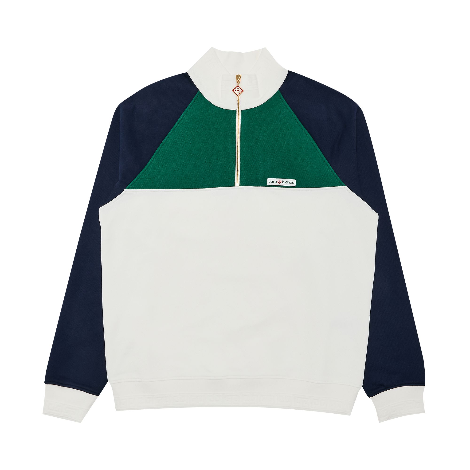 Pre-owned Casablanca 1/4 Zip Colorblock Sweatshirt 'green/navy/white' | Men's Size Xl