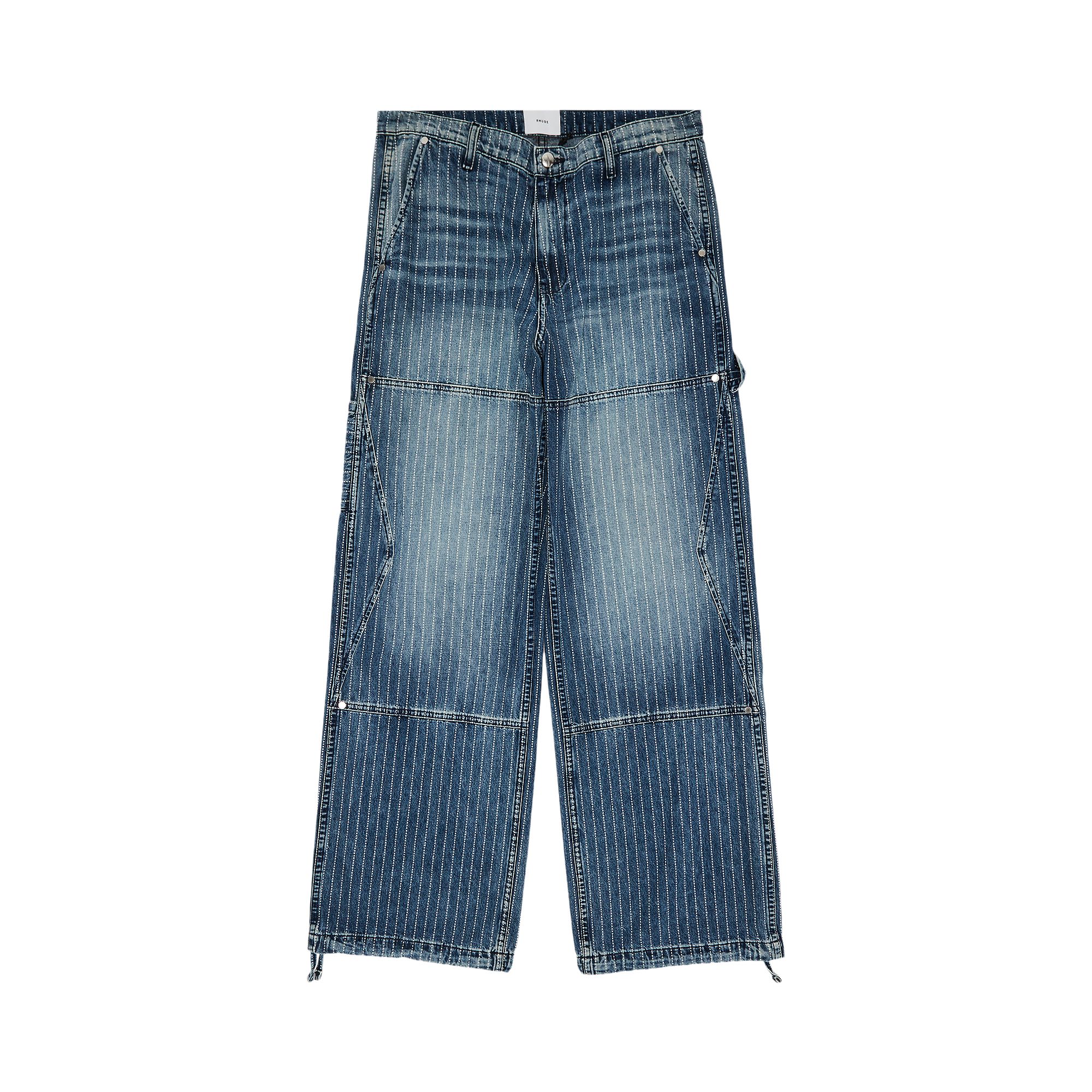 Pre-owned Rhude Pinstripe Jeans 'indigo' | Blue | Men's Size M