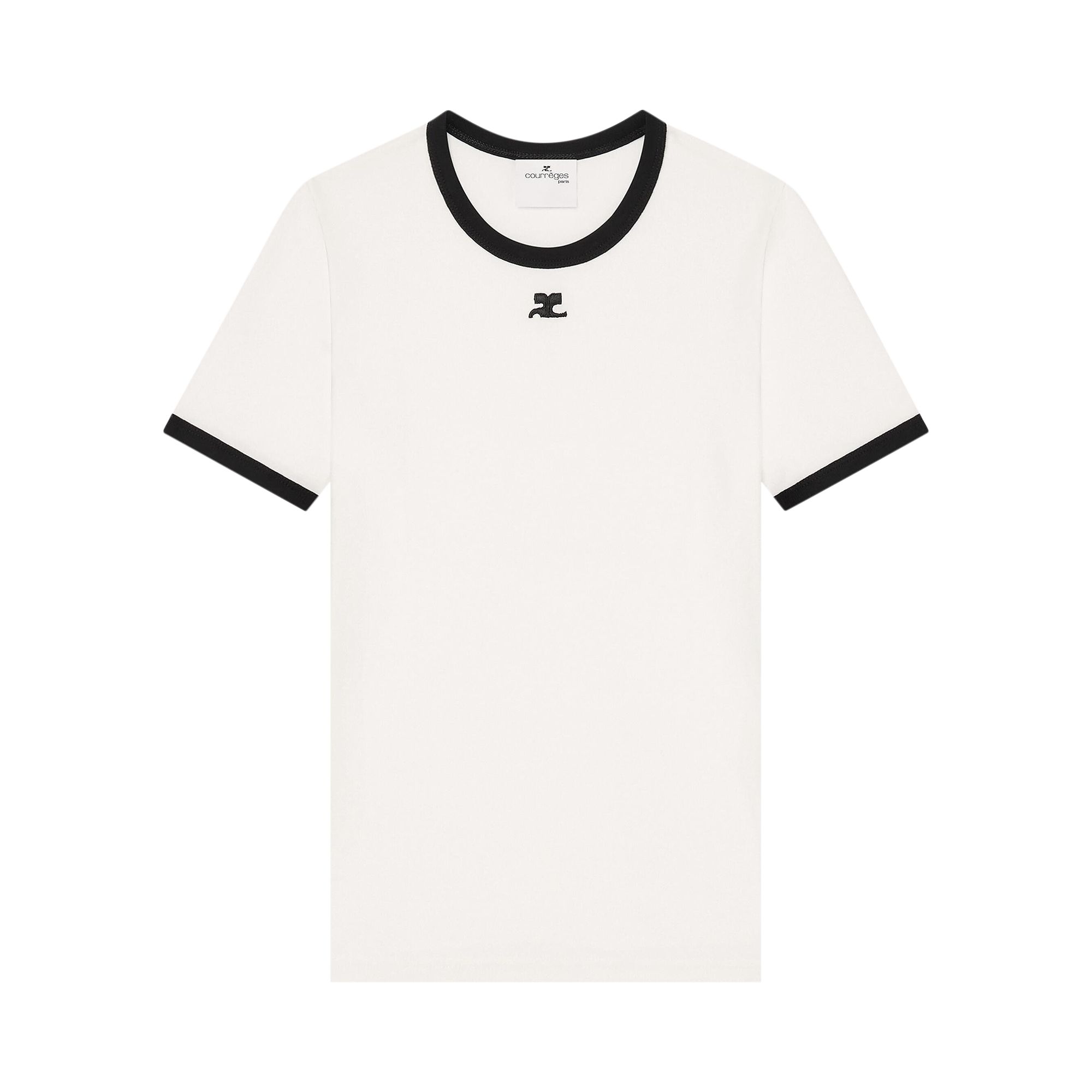 Courrèges Signature Contrast T-Shirt 'Heritage White/Black' | Women's Size S