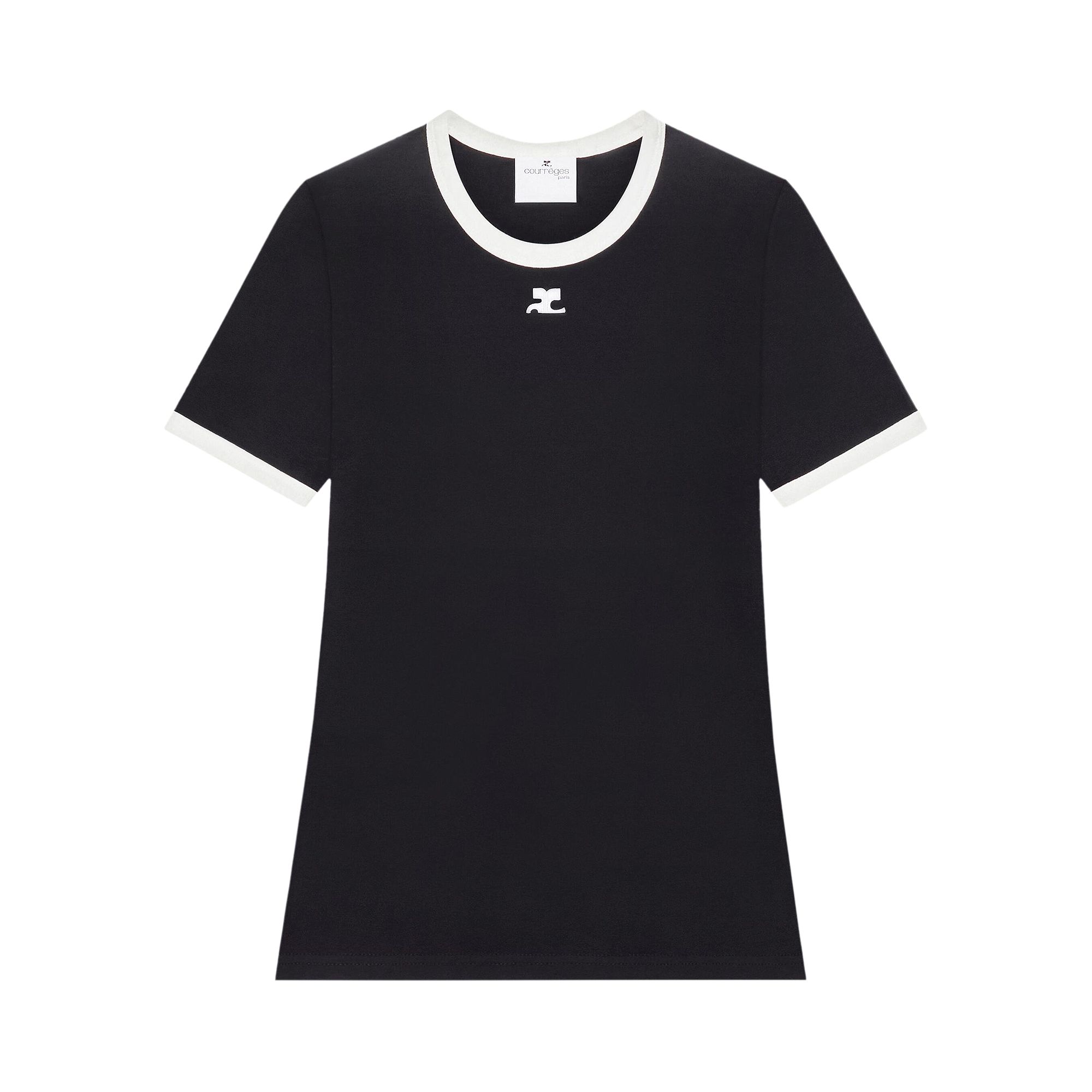 Courrèges Signature Contrast T-Shirt 'Black/Heritage White' | Women's Size S