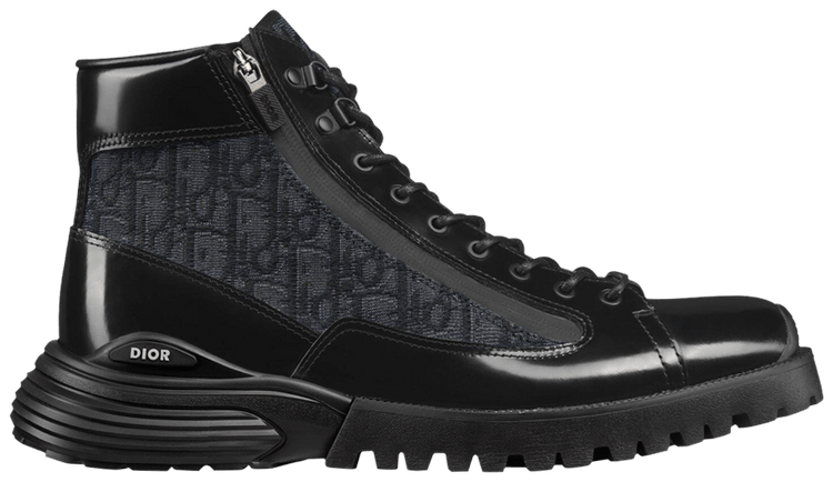 Dior Combat Ankle Boot Dior Oblique   Black