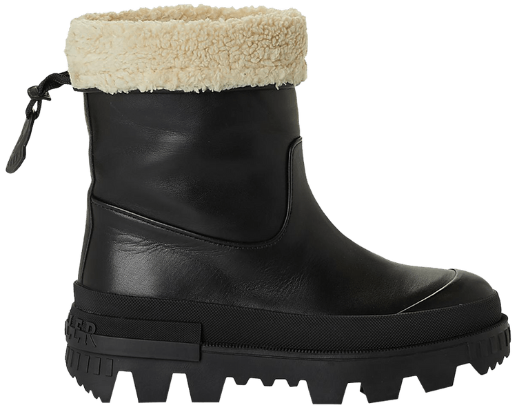 Moncler Wmns Moscova Faux Fur Trimmed Leather Ankle Boot Black