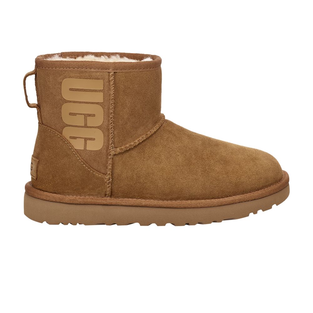 UGG Wmns Classic Mini 'Rubber Logo - Chestnut' | Brown | Women's Size 7