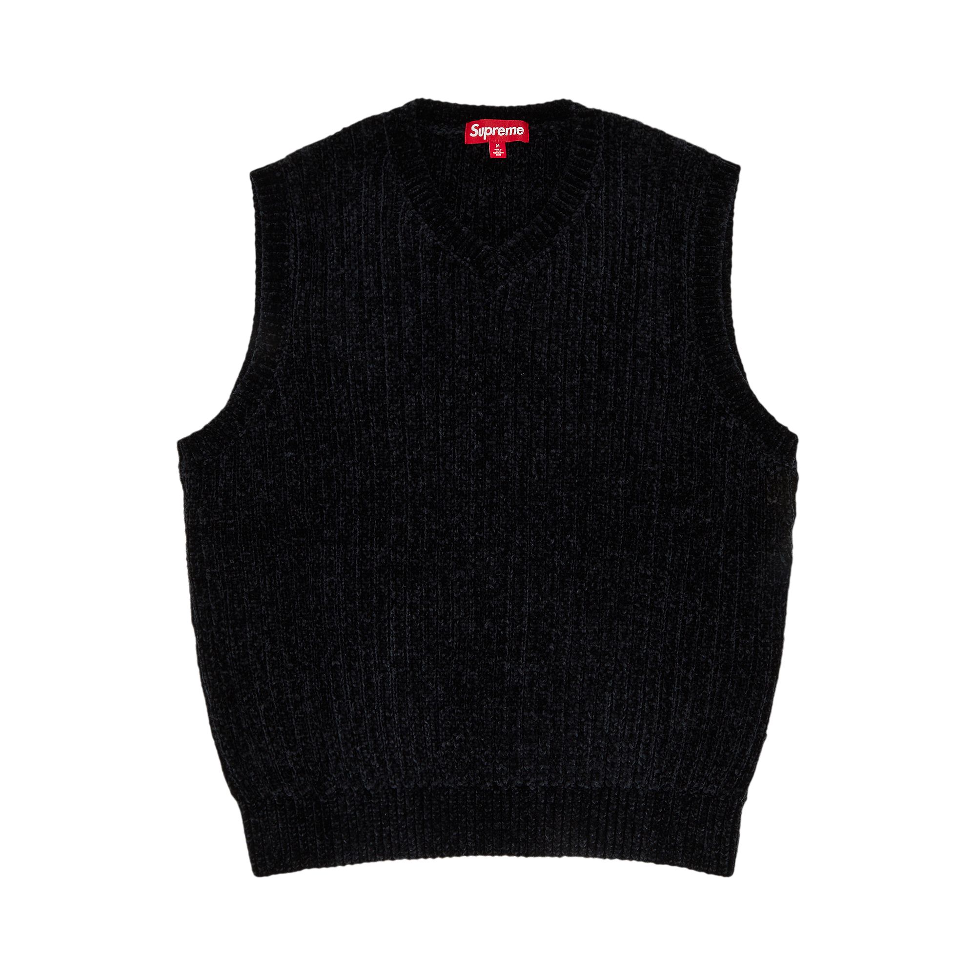 Supreme Chenille Sweater Vest 'Black' | Men's Size L