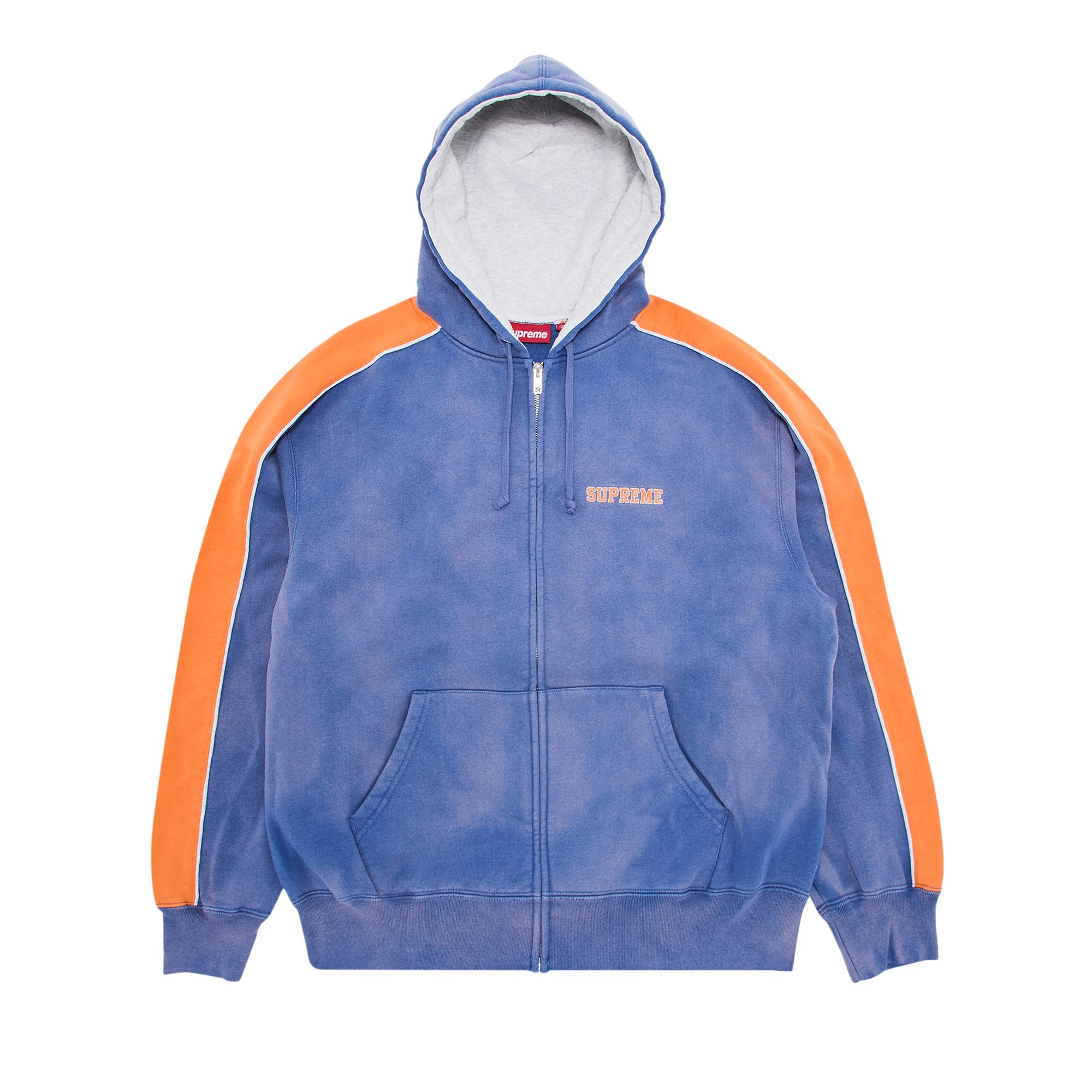 Pre-owned Supreme State Zip Up Hooded Sweatshirt 'washed Royal' In Blue