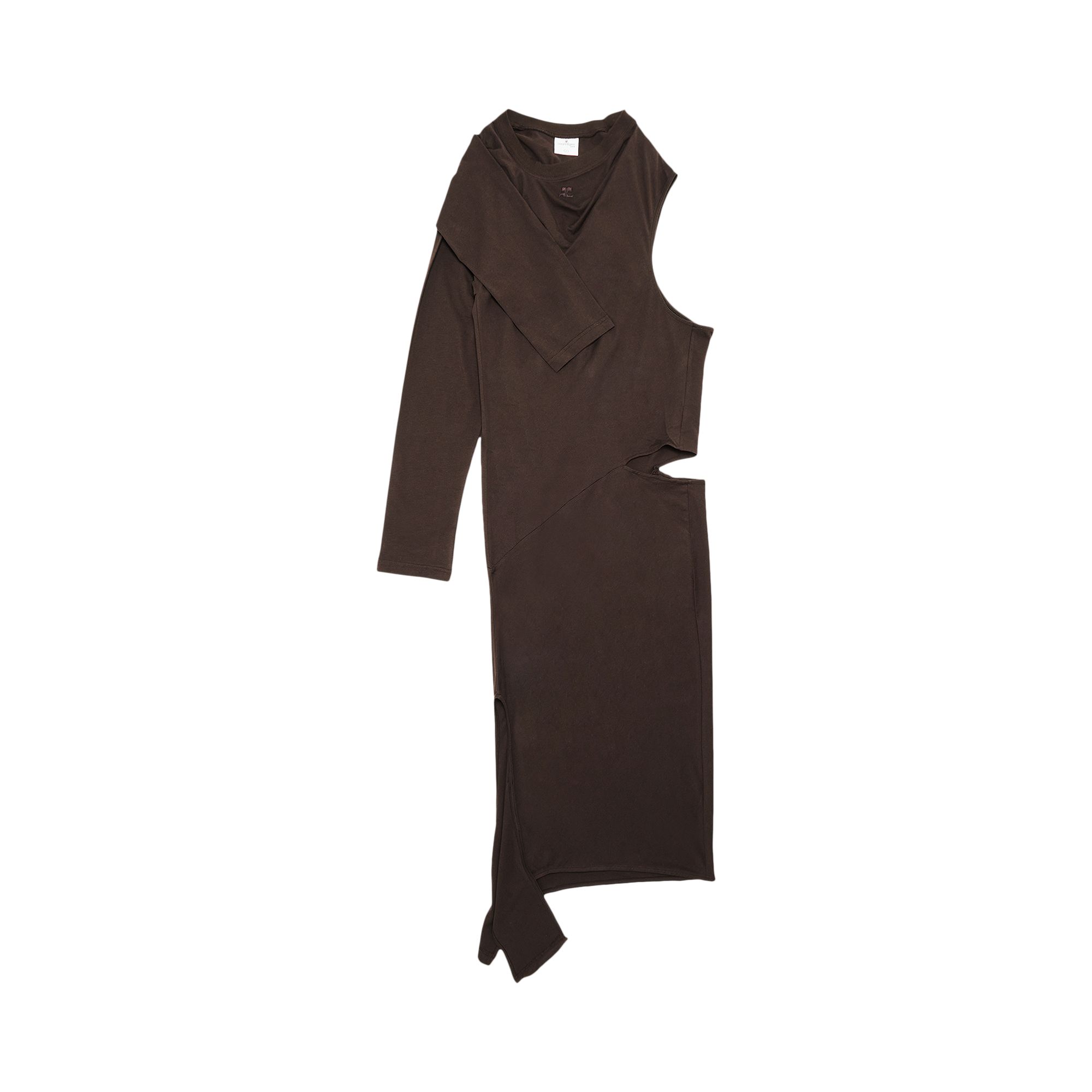 Pre-owned Courrèges Off Shoulder Dress 'chocolate' | Brown | Women's Size S
