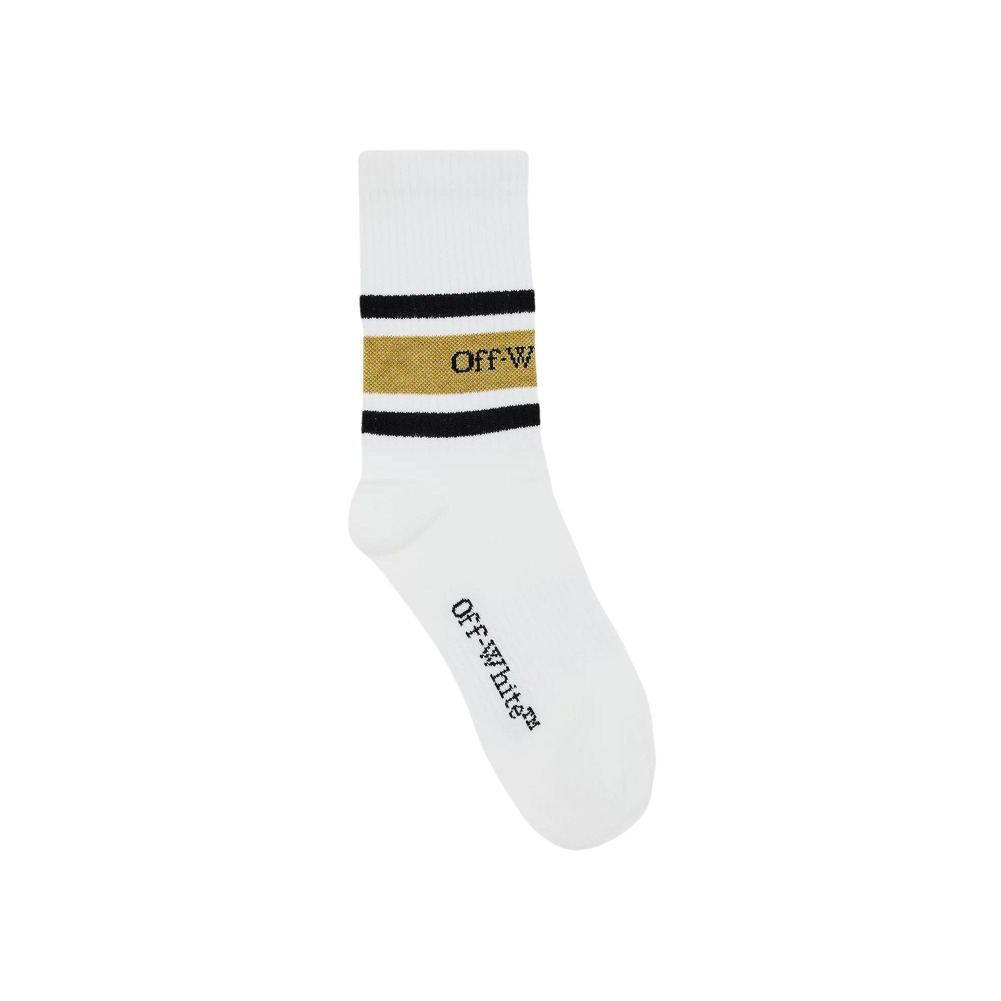 Off-White Stripes Logo Long Socks 'White/Olive' | Men's Size M