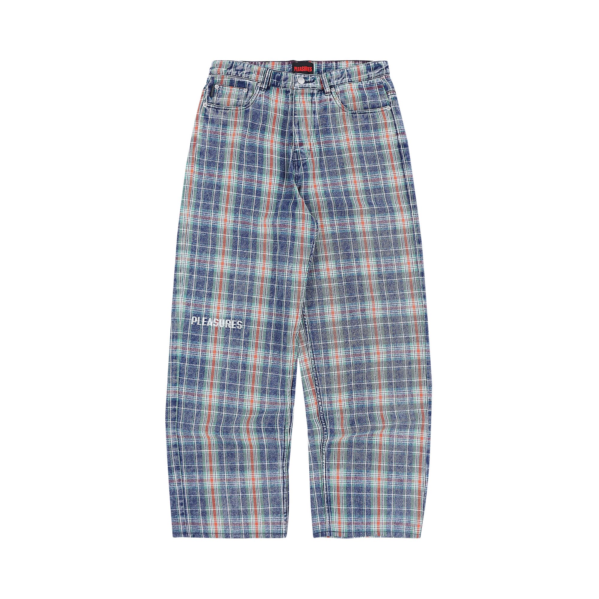 Pleasures Formula Plaid Baggy Jeans 'Navy' | Blue | Men's Size 30