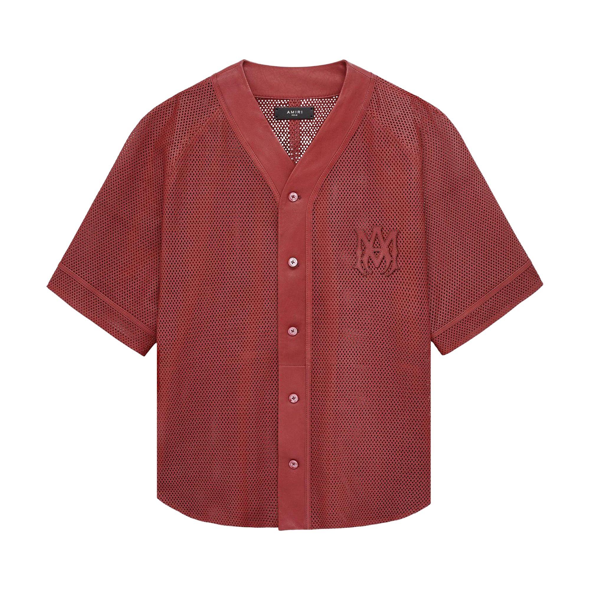 Pre-owned Amiri Ma Perforated Baseball Shirt 'sun Dried Tomato' | Red | Men's Size 48