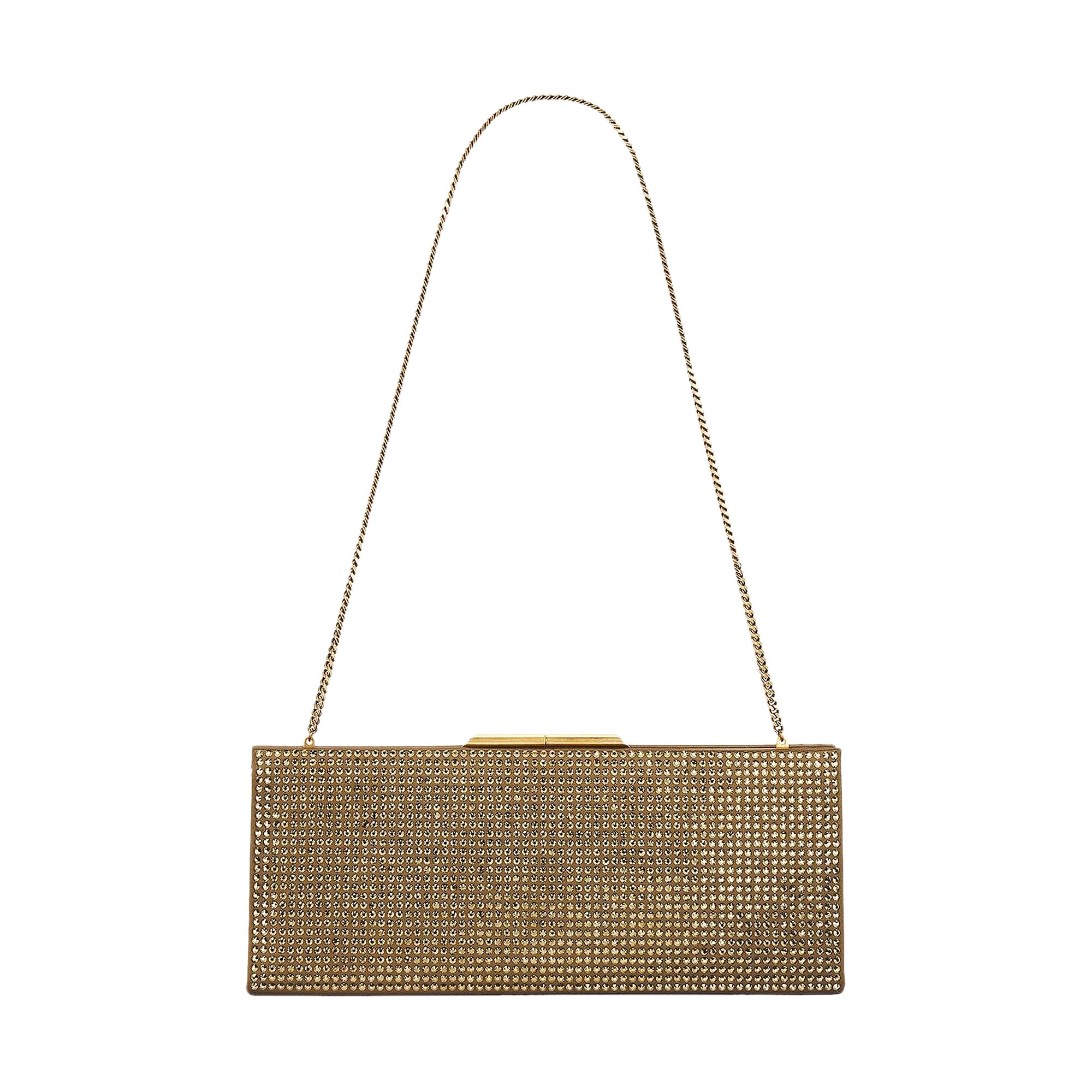 Saint Laurent Small Midnight Clutch Bag 'Crystals' | Brown | Women's Size Onesize