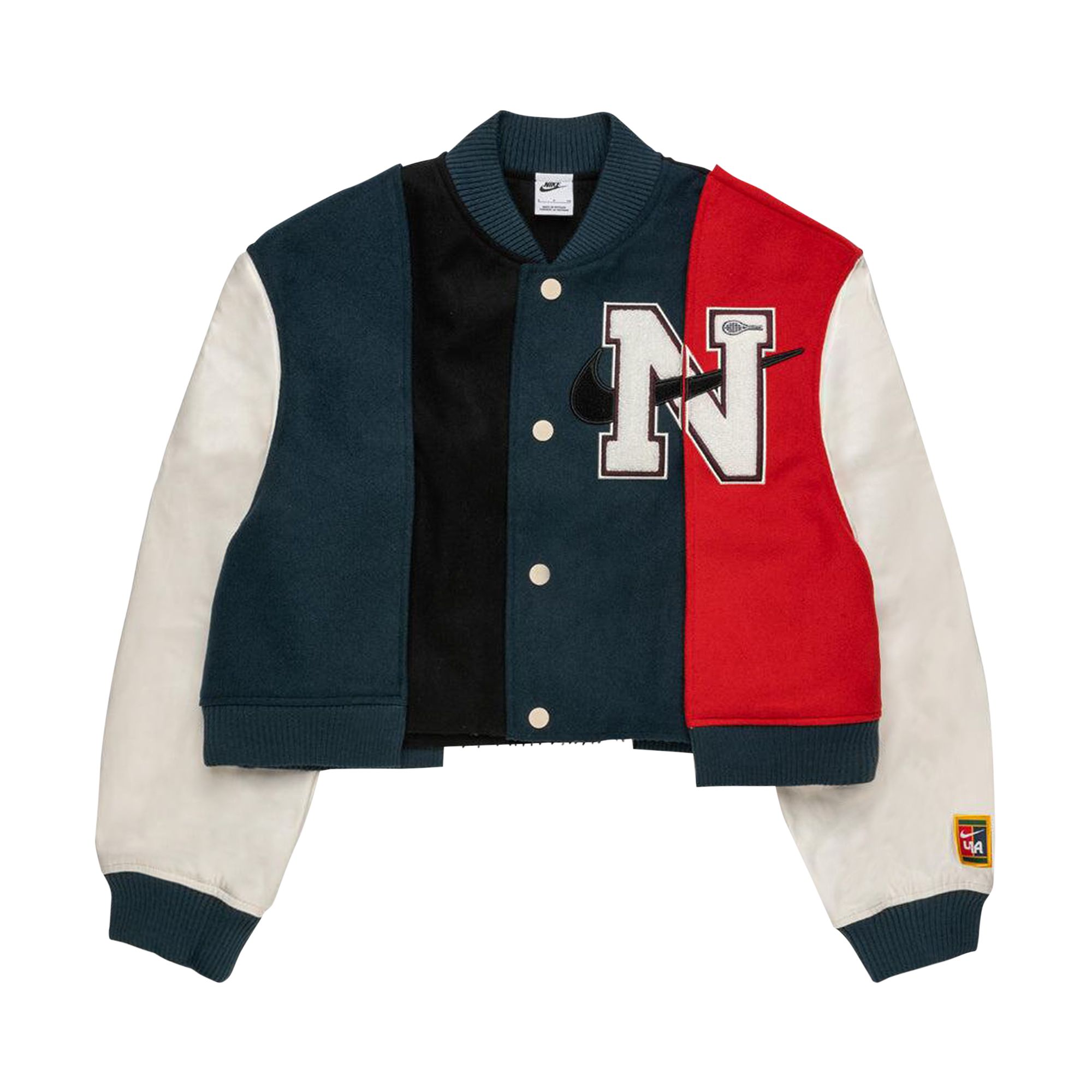 Nike x YOON Oversized Varsity Jacket 'Black/Armory Navy/Phantom/White' | Multi-Color | Women's Size M