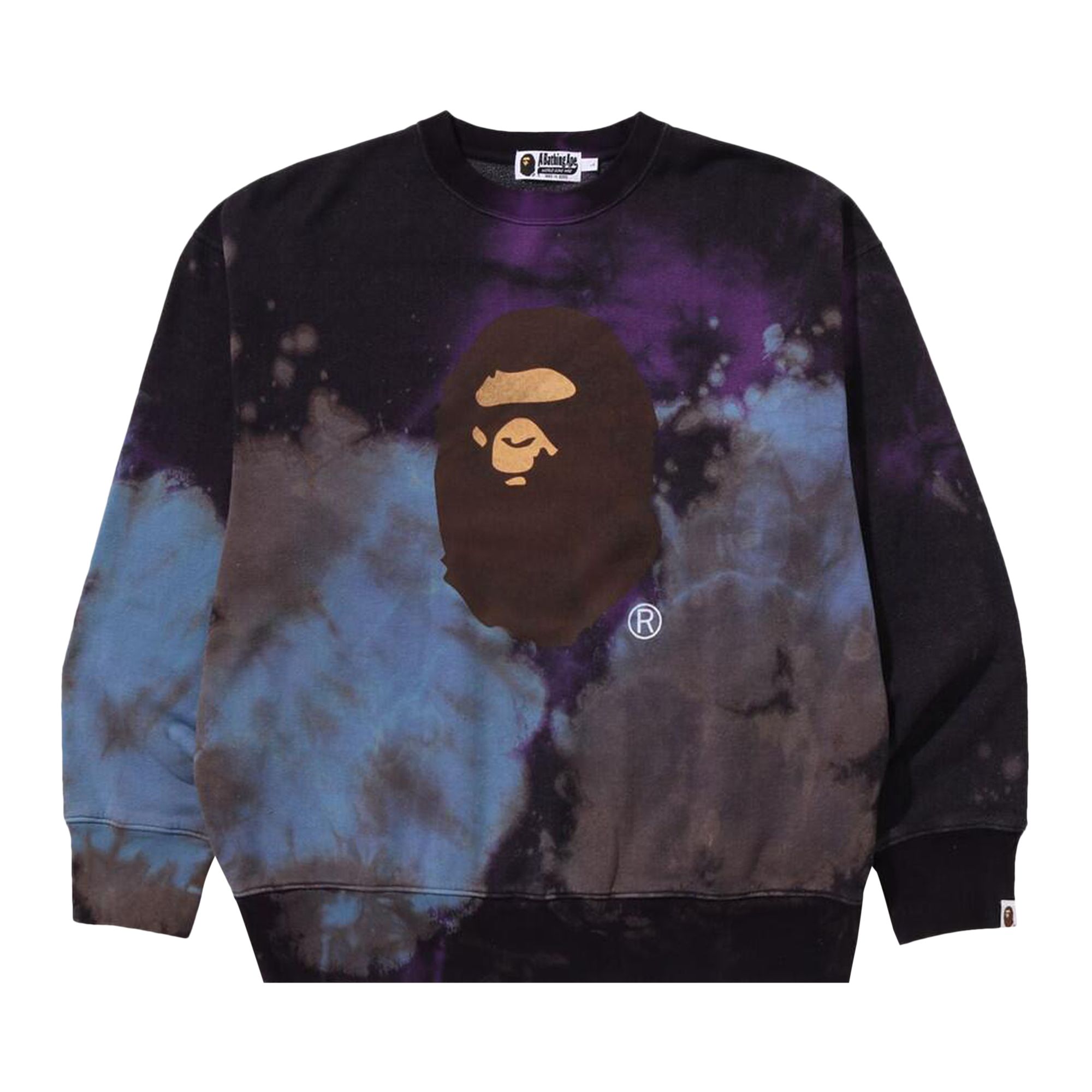 BAPE Tie Dye Ape Head Relaxed Fit Crewneck Sweatshirt 'Black' | Men's Size M