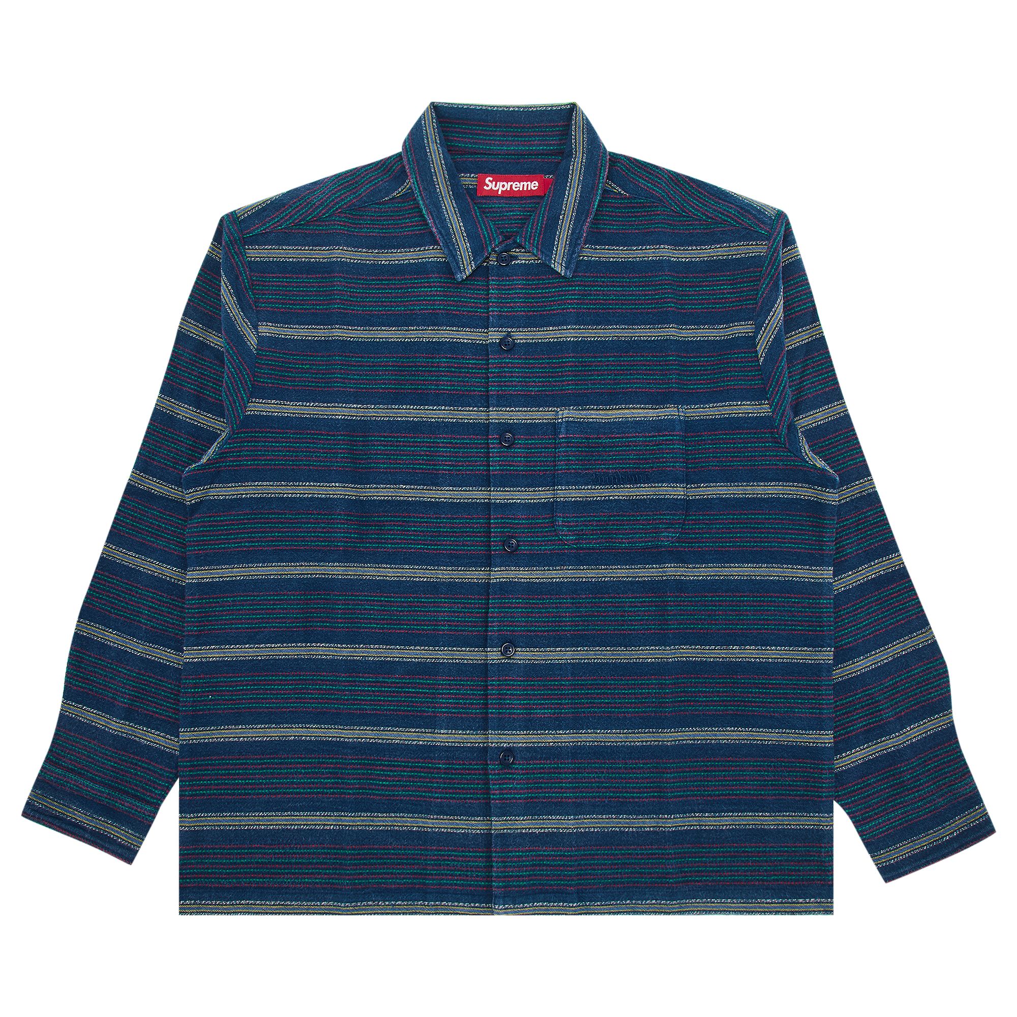 Pre-owned Supreme Woven Stripe Shirt 'blue' | Men's Size L