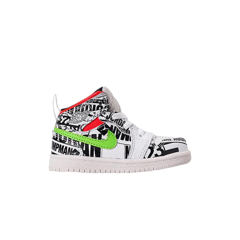 Air Jordan 1 Mid TD 'Over-Print Logos' | White | Infant Size 9 - 640735-143