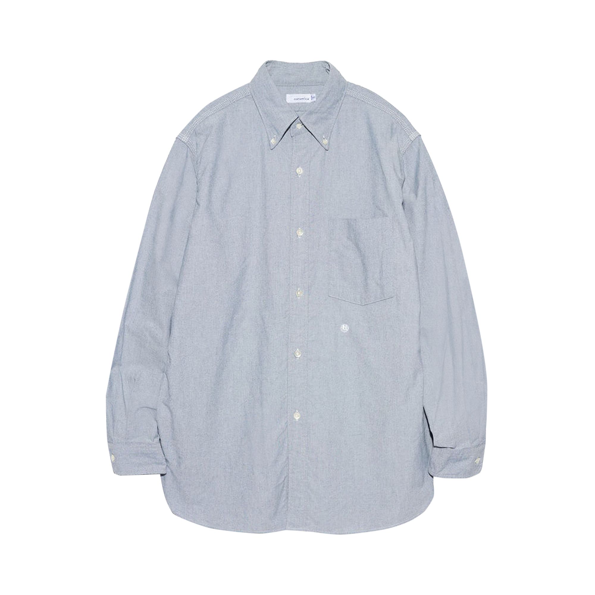 Pre-owned Nanamica Button Down Wind Shirt 'greyish Navy' | Blue | Men's Size Xl