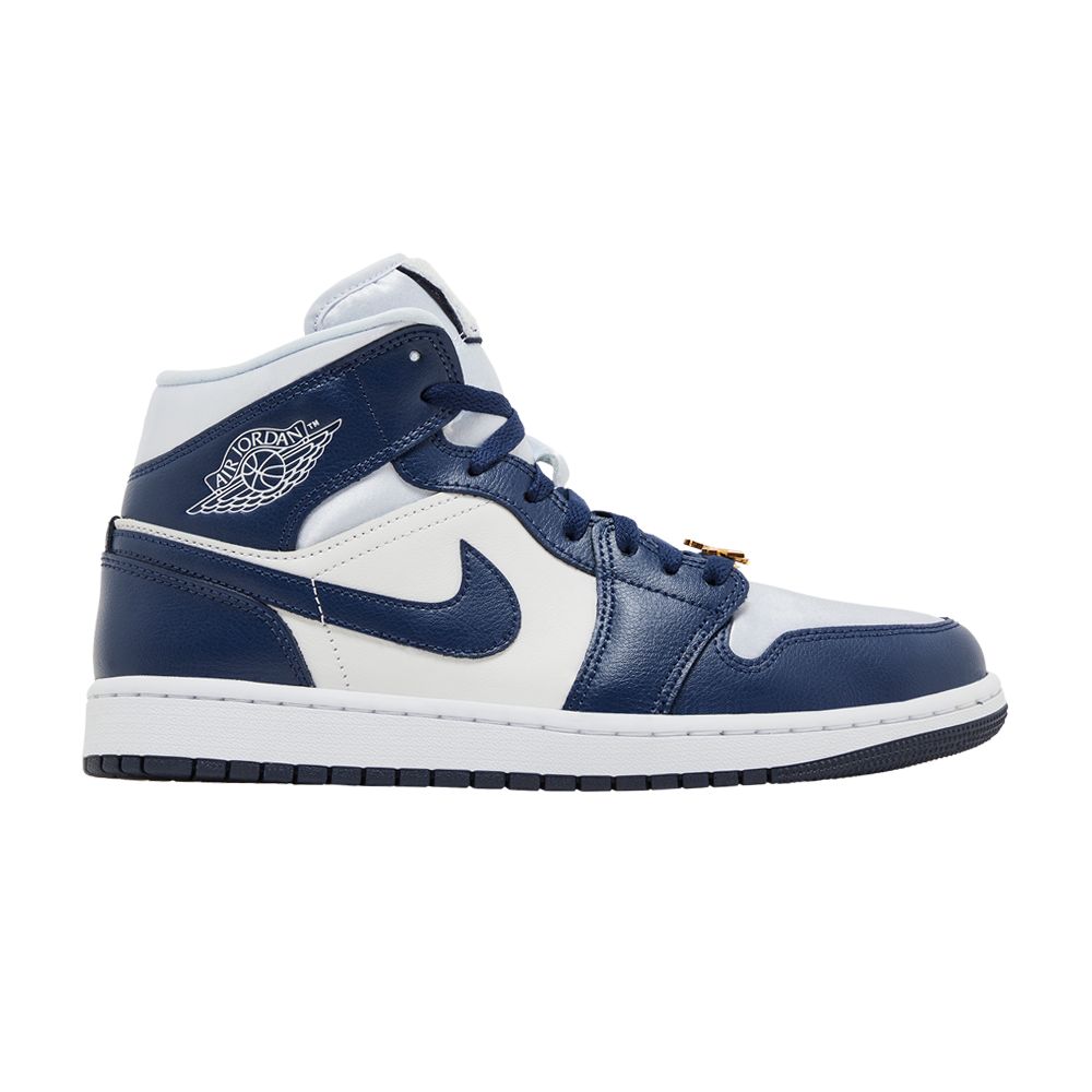 Pre-owned Air Jordan Wmns 1 Mid 'midnight Navy Gold Charms' In Blue