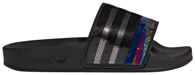 Rainbow adidas slides hot sale