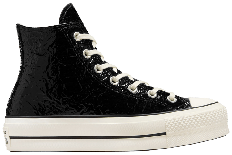 Converse Wmns Chuck Taylor All Star Lift Platform High Crinkled Leather   Black Egret