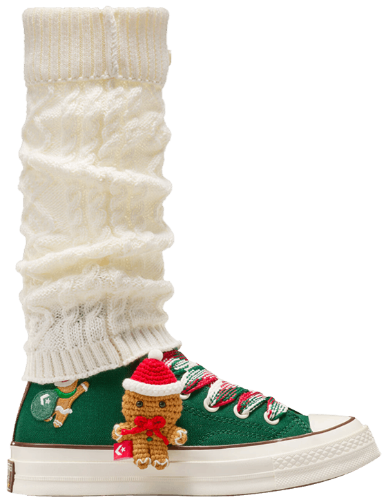Converse Chuck 70 High X Mas Gingerbread  Knit Sock   Midnight Clover