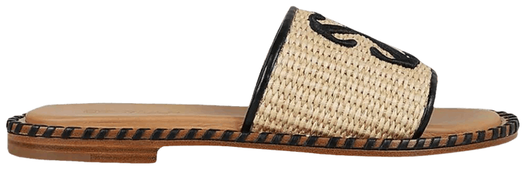 Off White Wmns Twist Raffia Arrow Slides Beige Black