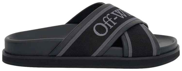 Buy Off-White Wmns Cloud Criss Cross Slider 'Black' - OWIT003F23LEA001 1010  | GOAT