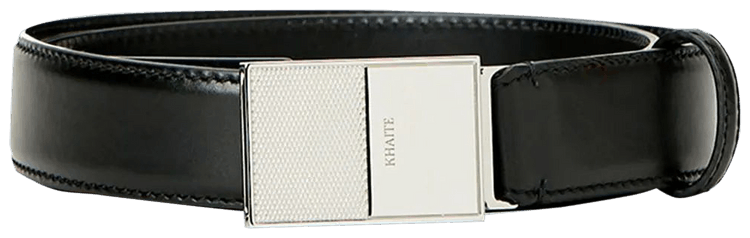 【KHAITE】ベニー・ベルト ダークアイボリーのペブルレザー Benny Belt in Black Leather with Silver – KHAITE