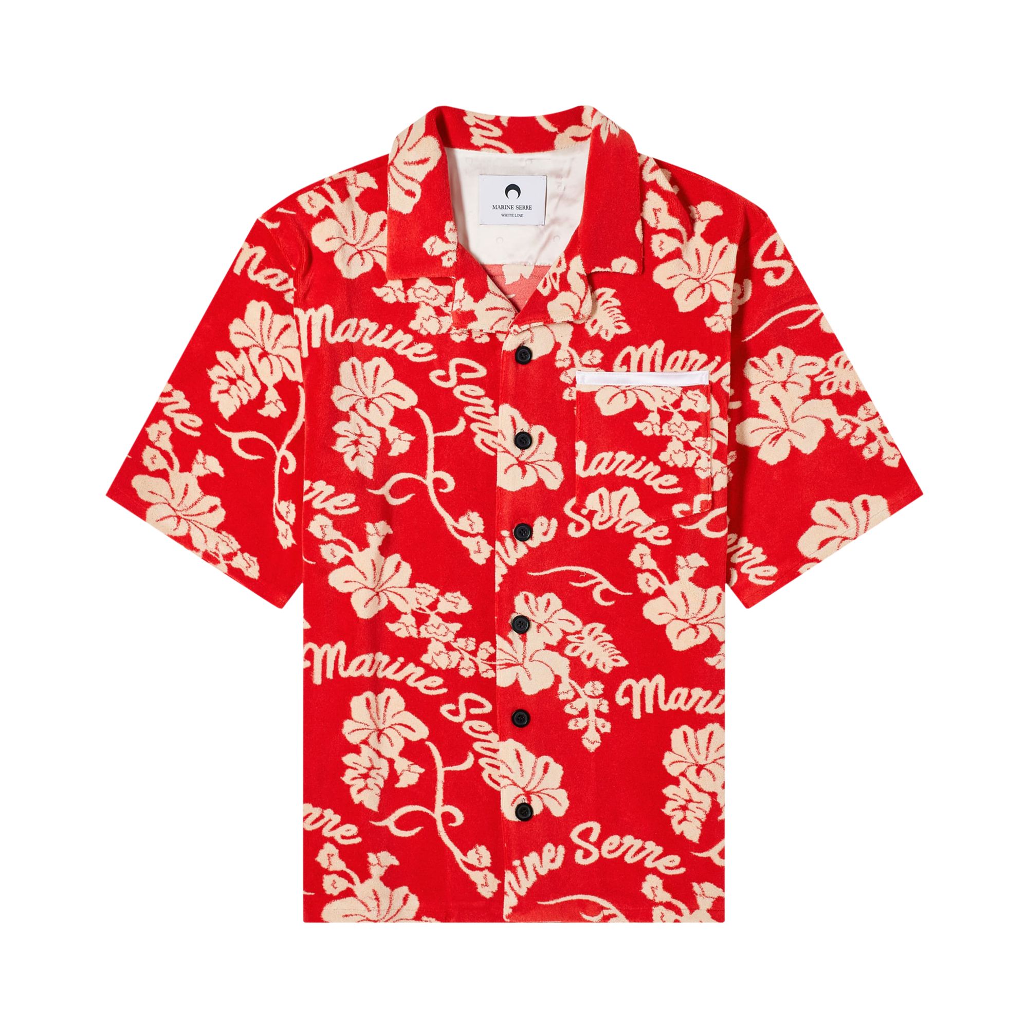 Pre-owned Marine Serre Jersey Jacquard Towels Bowling Shirt 'red' | Men's Size 50