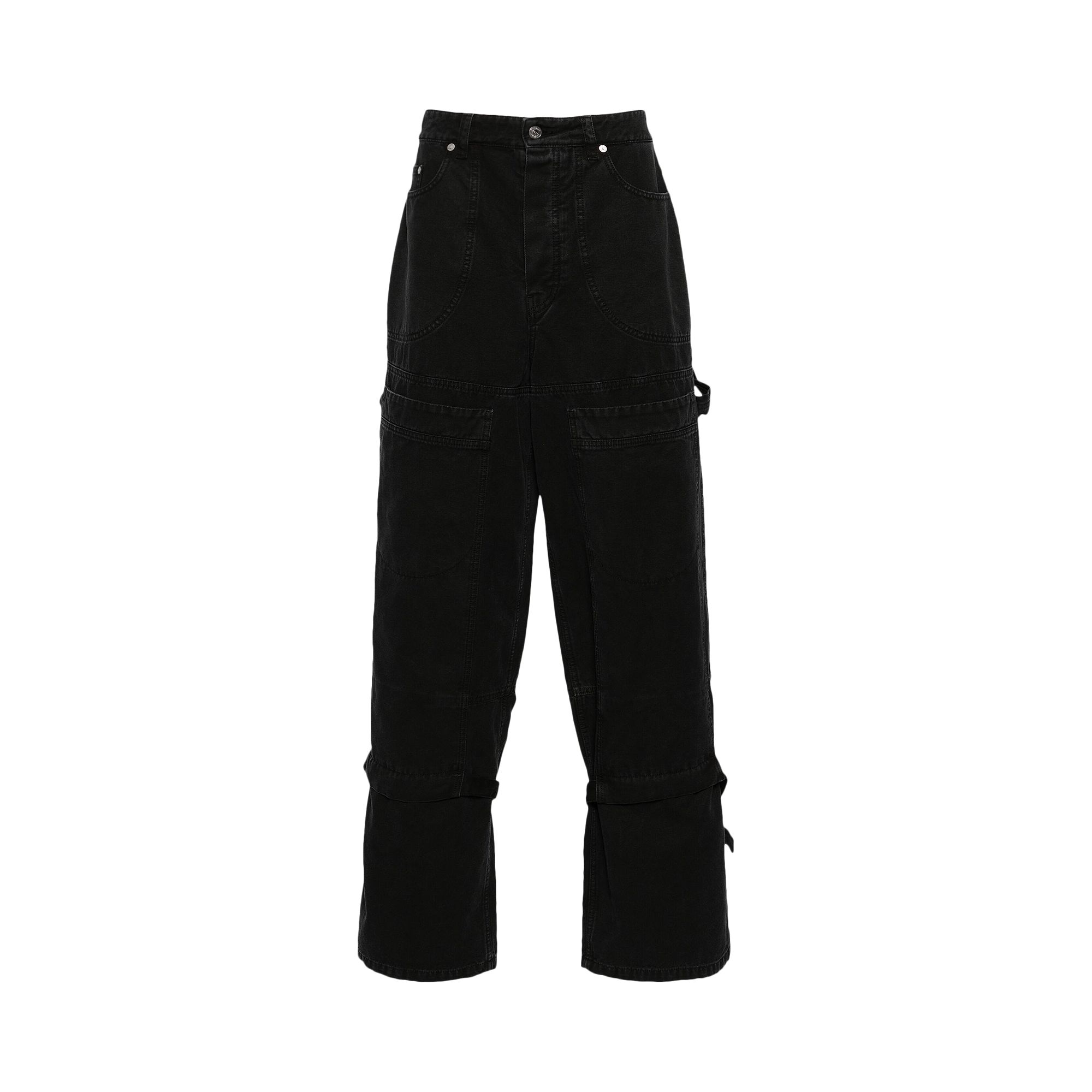 Pre-owned Off-white Strap Detail Canvas Carpenter Trousers 'black' | Men's Size 31