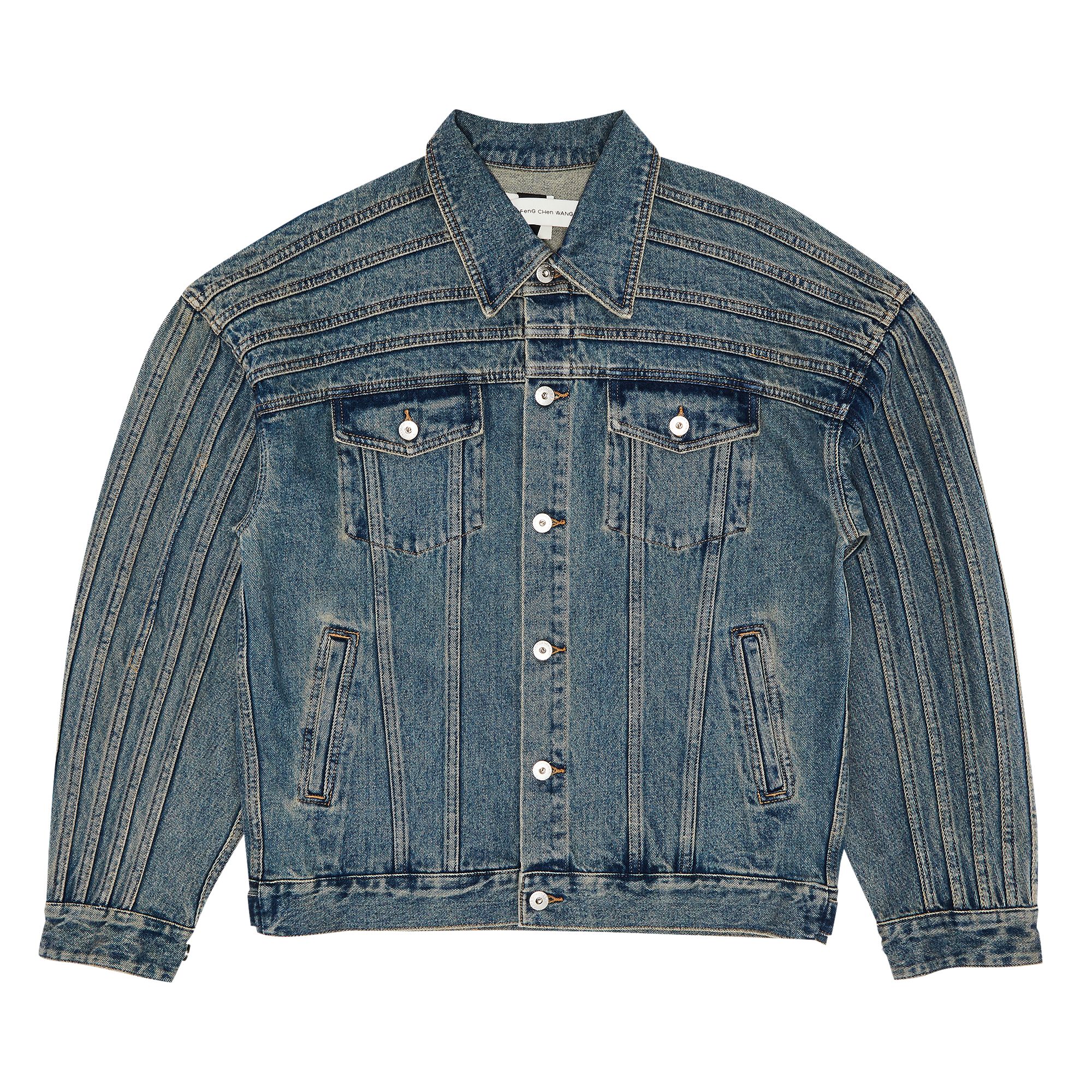 Pre-owned Feng Chen Wang Denim Deconstruction Oversized Jacket 'blue' | Men's Size Xl
