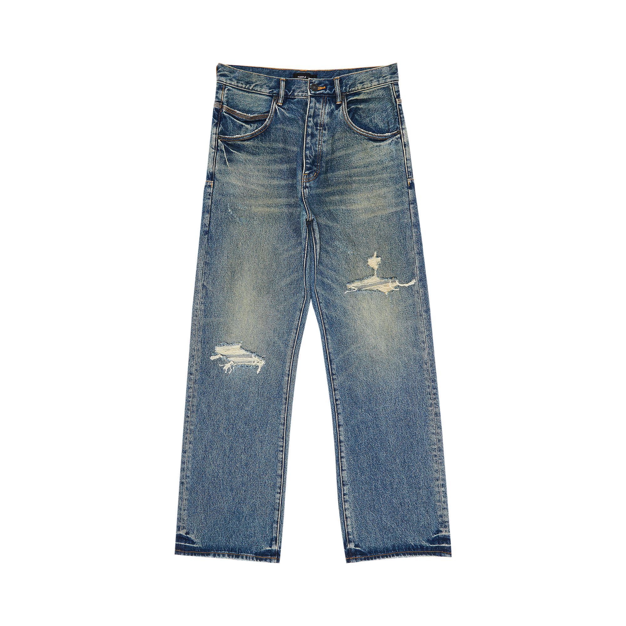 Pre-owned Purple Brand Distressed Jeans 'dark Indigo' | Blue | Men's Size 36