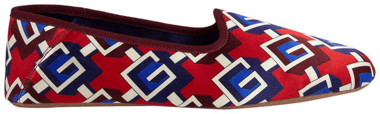 Gucci Wmns Slipper Geometric G Print   Red Satin Voyage