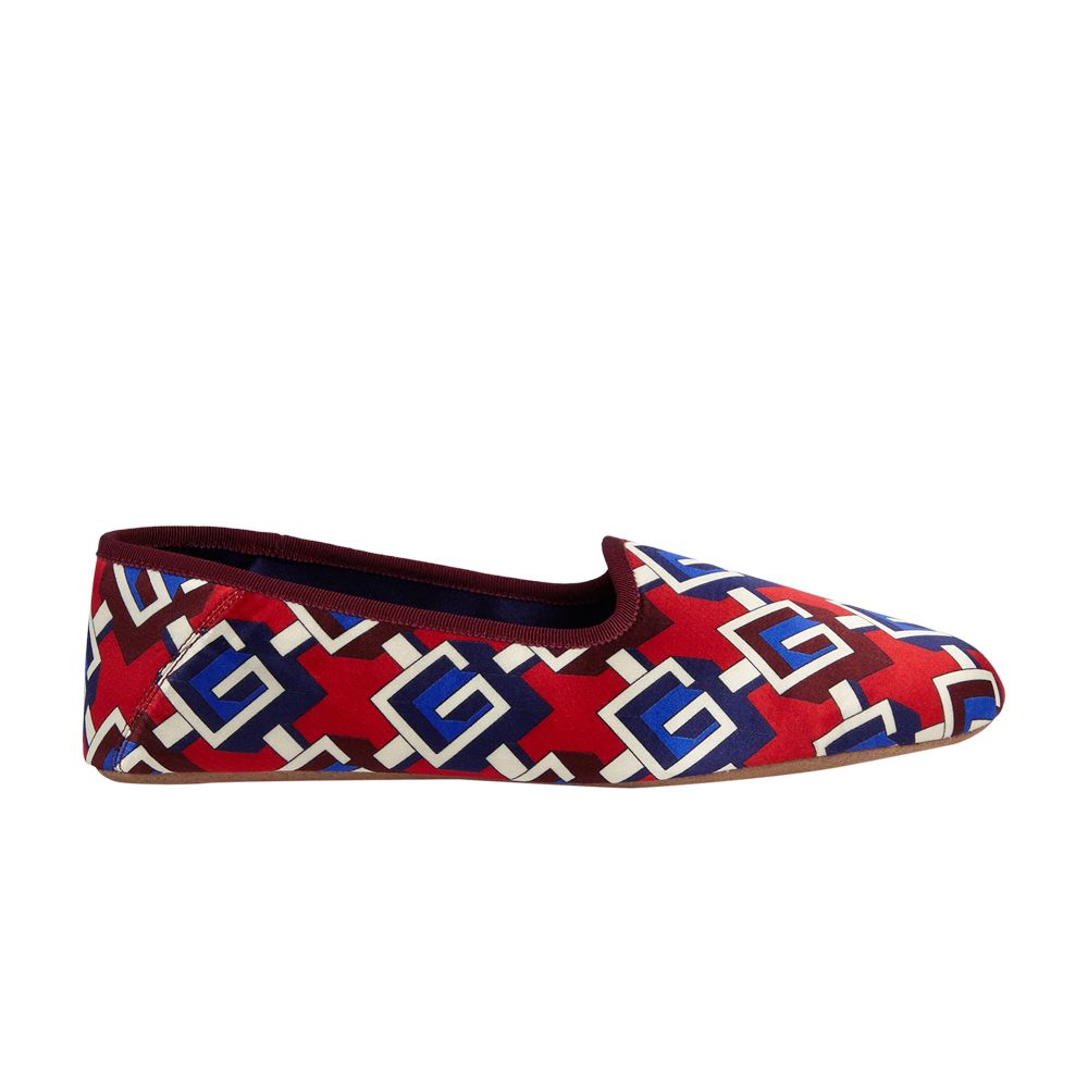 Pre-owned Gucci Wmns Slipper 'geometric G Print - Red Satin Voyage'
