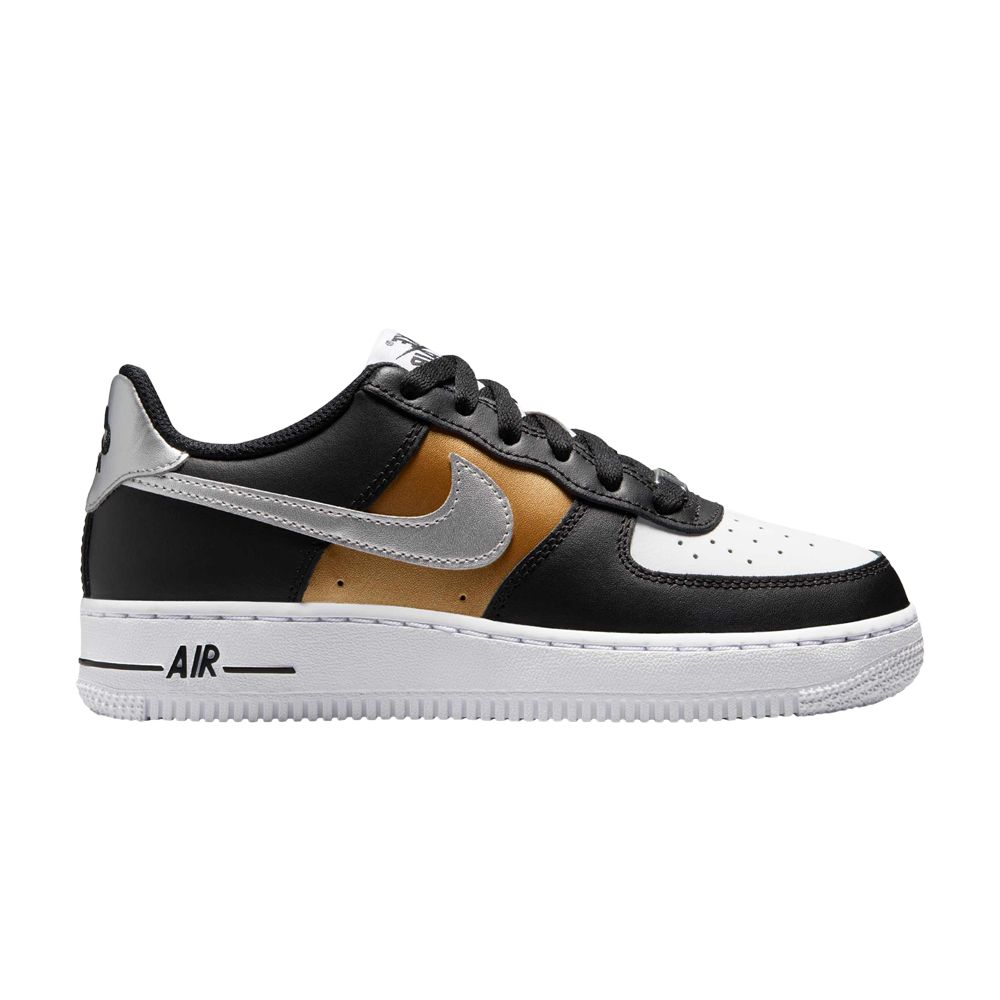 Pre-owned Nike Air Force 1 Low Gs 'black Gold Metallic Silver' | Kid's Size 2