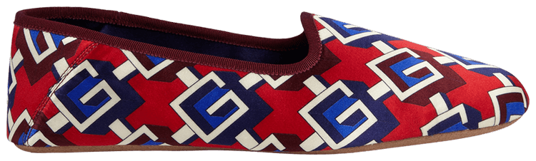 Gucci Slipper Geometric G Print   Red Satin Voyage