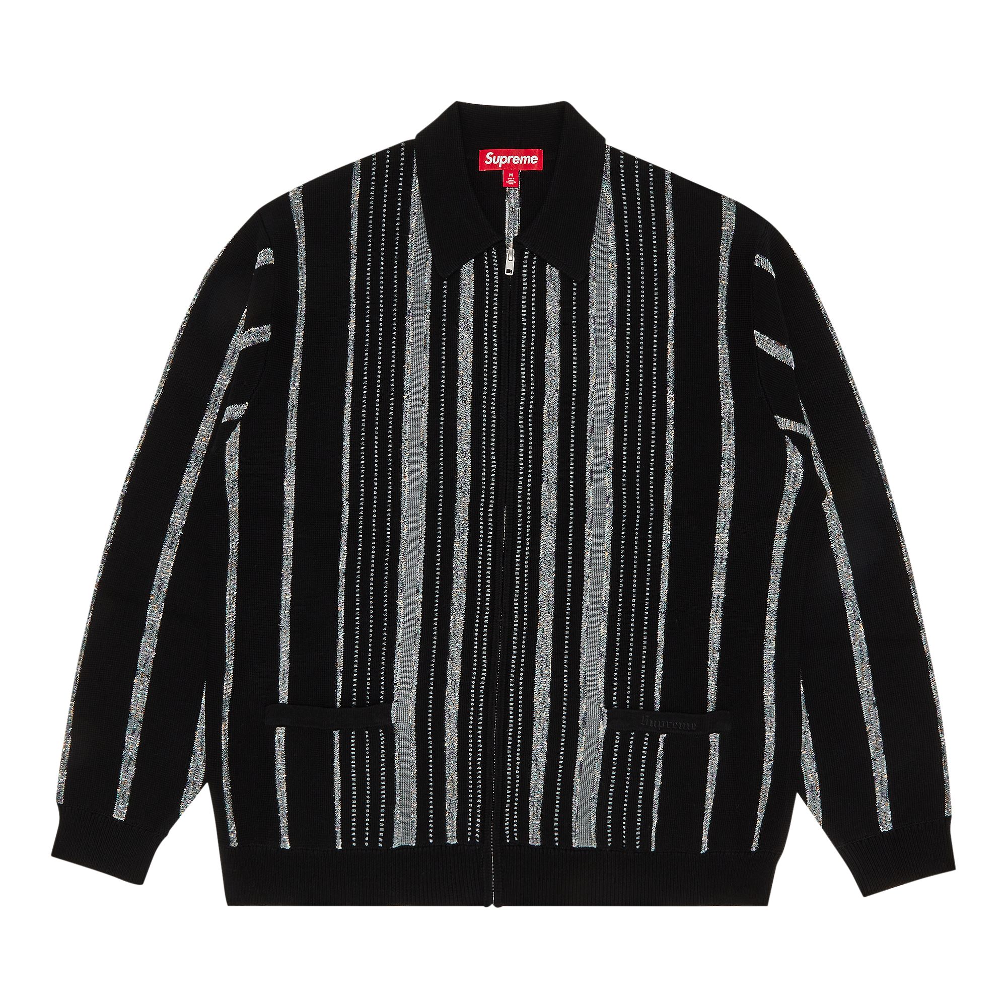 Pre-owned Supreme Speckle Stripe Zip Up Cardigan 'black'